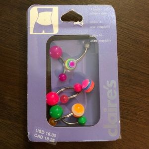 Neon Belly Button Rings Claires Set of 6